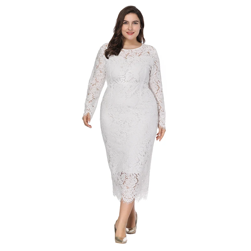 women Elegant black plus size lace dress Summer vestidos 6XL Long large size dress Sexy evening party Big Size dresses white/red 15