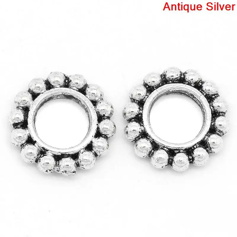 DoreenBeads European Charm Beads Flat Round Silver Color Dot Carved 9mm( 3/8") Dia Hole:Approx:4.6mm 200PCs new | Украшения и