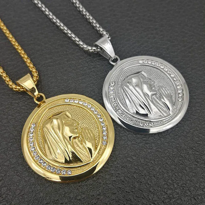 Gold Silver Stainless Steel Virgin Mary Round Pendant Necklace for Men Bling Ice Out Hip Hop Rock Jewerly
Gold Silver Stainless Steel Virgin Mary Round Pendant Necklace for Men Bling Ice Out Hip Hop Rock Jewerly