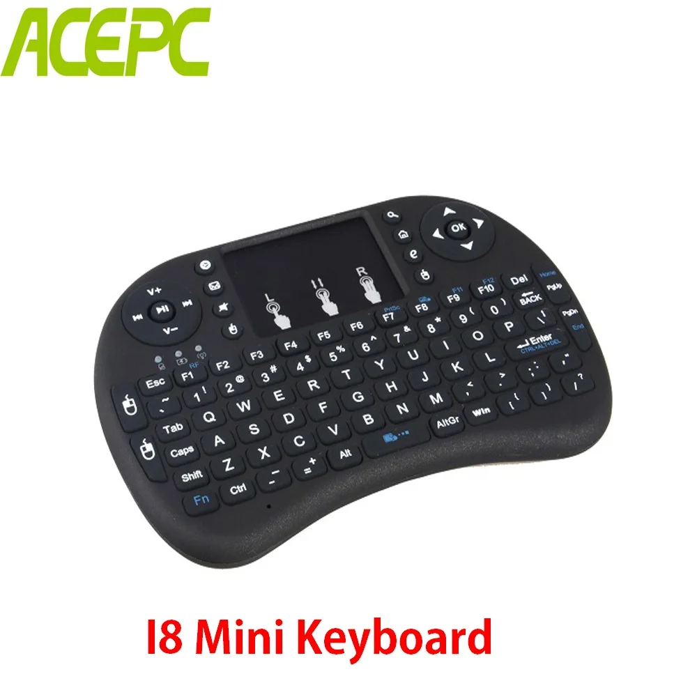 I8 Mini Keyboard 2.4GHz Wireless Keyboard Air Mouse Touchpad for Android TV BOX Mini PC Backlight With Russian English keyboard
I8 Mini Keyboard 2.4GHz Wireless Keyboard Air Mouse Touchpad for Android TV BOX Mini PC Backlight With Russian English keyboard