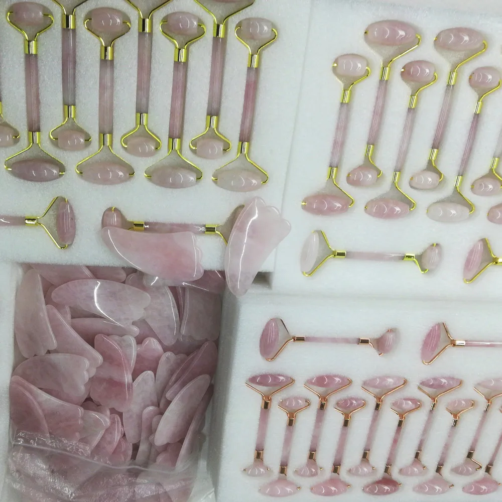 Розовый королевский нефритовый ролик массажер 2 шт. для похудения и перемещения