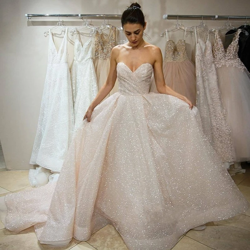 Light Pink Sparkly Sequins Tulle Prom Gowns Elegant Strapless V-Neck Evening Gown Floor-Length Formal Party Dress Custom Made
Light Pink Sparkly Sequins Tulle Prom Gowns Elegant Strapless V-Neck Evening Gown Floor-Length Formal Party Dress Custom Made