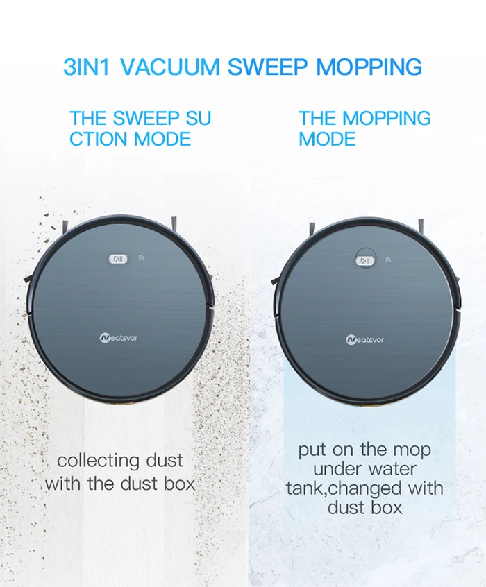 NEATSVOR X500 1800PA Robot Vacuum Cleaner for Wet or Dry Mopping with Map Navigation and Anti Collision Feature 2 NEATSVOR X500 1800PA Robot Vacuum Cleaner for Wet or Dry Mopping with Map Navigation and Anti Collision Feature 7