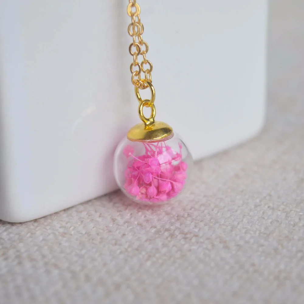 Pink Babysbreath Real Flower Glass Ball Pendant Gold Color Chain Necklace Women Choker Boho Fashion Jewelry Bohemian Vintage
Pink Babysbreath Real Flower Glass Ball Pendant Gold Color Chain Necklace Women Choker Boho Fashion Jewelry Bohemian Vintage