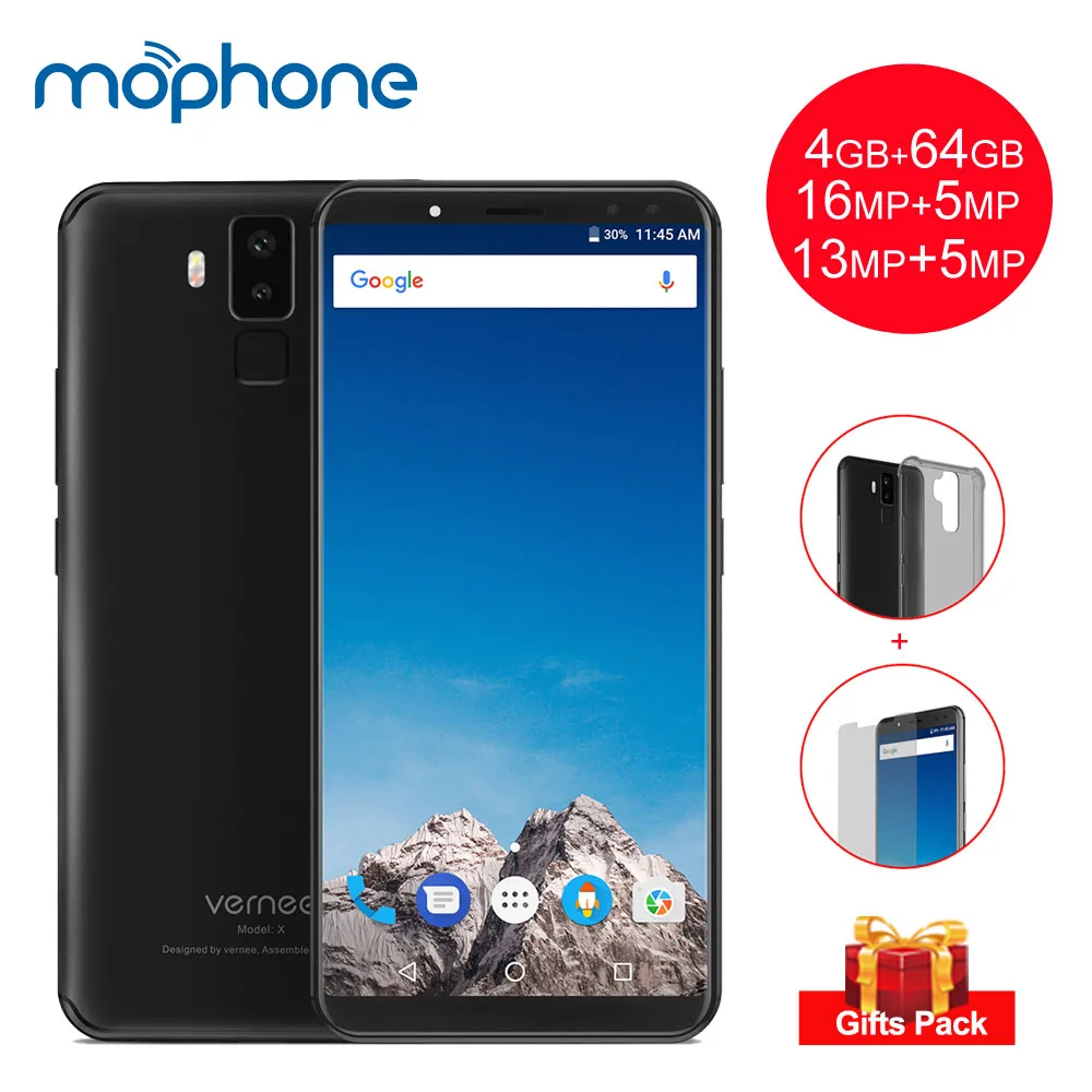 

Vernee X 4G Mobile Phone Face ID Helio P23 Octa Core 6.0'' 18:9 Display 6200mAh 4GB+64GB Rear 16MP+5MP Front 13MP+5MP Smartphone