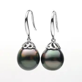 Free Shipping Luminous Genuine Tahitian Peacock Green Pearl Hook Drop Earrings 14K White Gold
Free Shipping Luminous Genuine Tahitian Peacock Green Pearl Hook Drop Earrings 14K White Gold