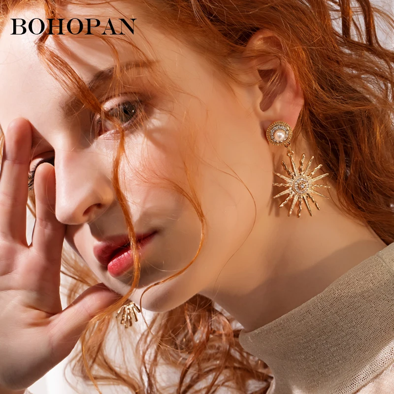 Sun Flower Drop Earrings For Women Fashion Pearl Crystal Big Dangle Simple Gold Earrings Charm Jewelry Accessories bijoux femme
Sun Flower Drop Earrings For Women Fashion Pearl Crystal Big Dangle Simple Gold Earrings Charm Jewelry Accessories bijoux femme