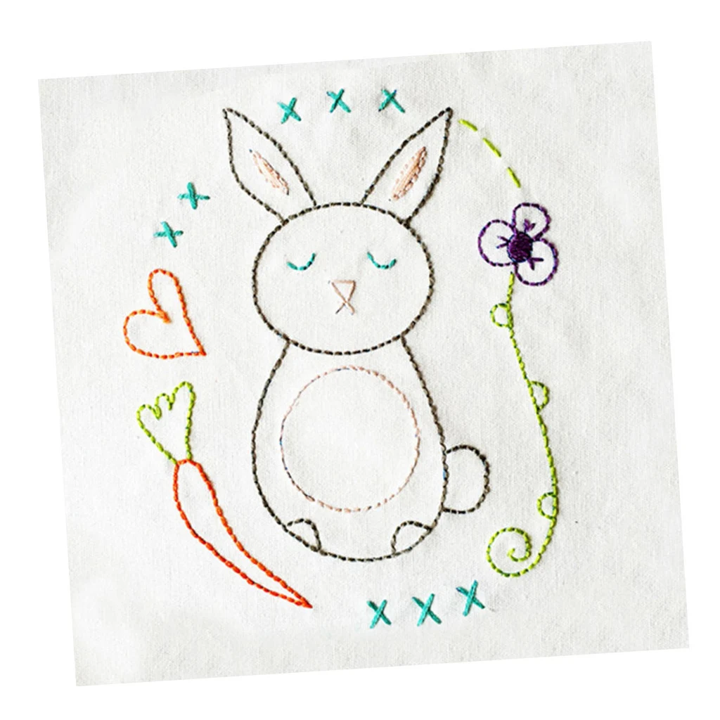 Embroidery Kit, Cartoon Hand Embroidery Cross Stitch Starter Needlepoint Crafts Kit with Cloth,Threads and Tools for Home Decor