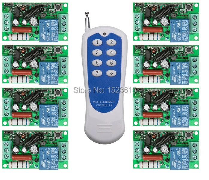 

AC220V 1CH 10A Radio Controller RF Wireless Relay Remote Control Switch 315 MHZ 433 MHZ teleswitch 8CH Transmitter +8*Receiver