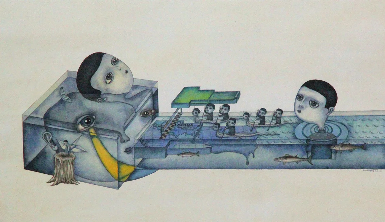 Chinese Artist Zou Liangping's Work"Dragon Boat Race" Watercolor Painting Surreal Absurd Modren Art Expressionism Posters
Chinese Artist Zou Liangping's Work"Dragon Boat Race" Watercolor Painting Surreal Absurd Modren Art Expressionism Posters