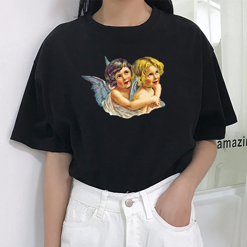 Black summer dress women's good girlfriends small angel print Harajuku fashion personality casual loose women's T-shirt tops
Black summer dress women's good girlfriends small angel print Harajuku fashion personality casual loose women's T-shirt tops