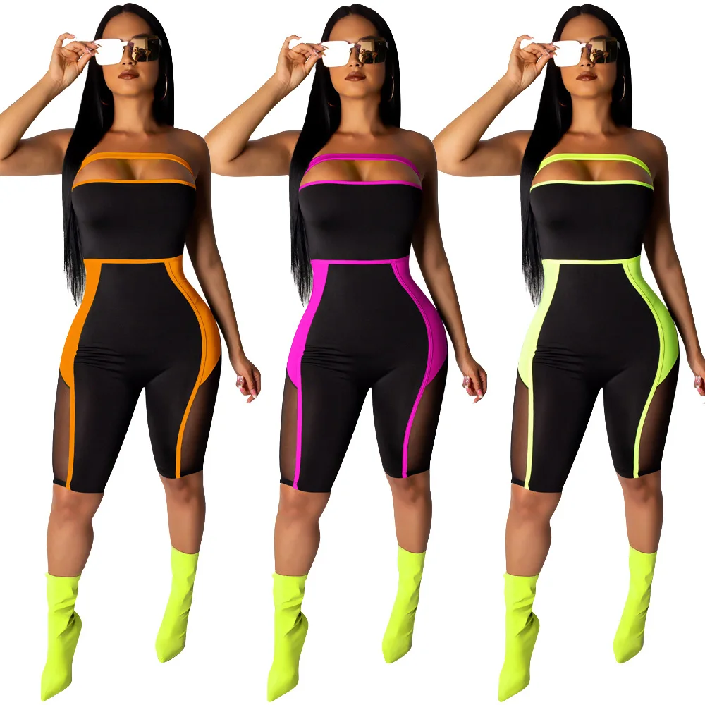 2019 new women summer strapless mesh splicing sexy club jumpsuit knee length skinny bodycon romper playsuit
2019 new women summer strapless mesh splicing sexy club jumpsuit knee length skinny bodycon romper playsuit