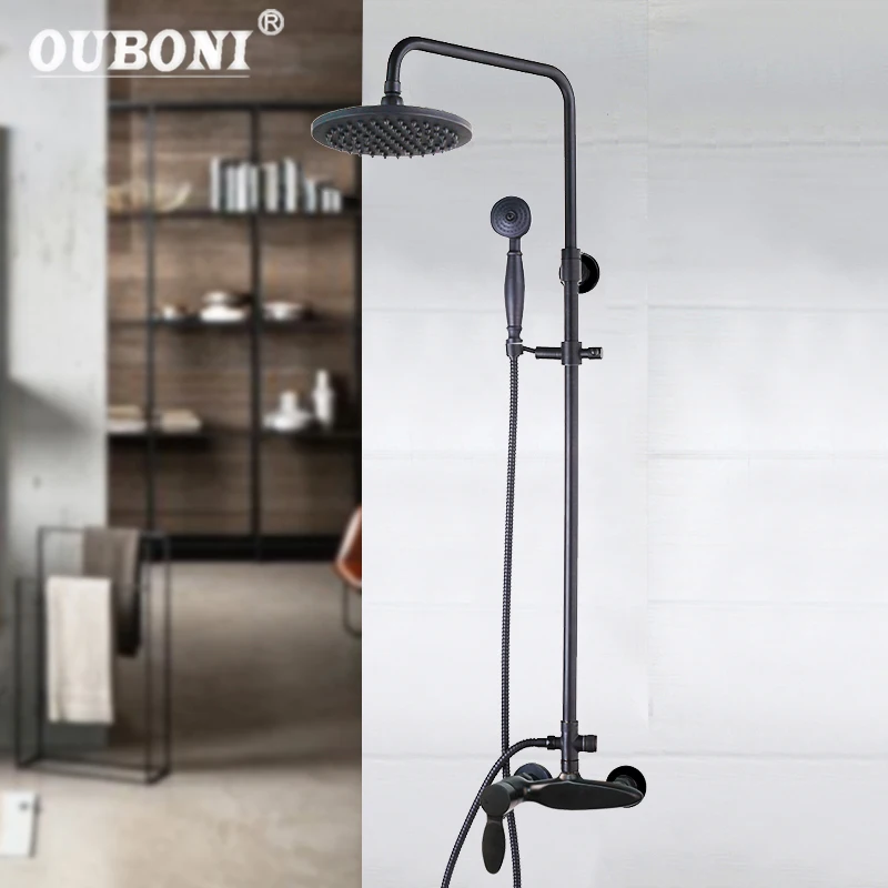 

OUBONI ORB Rainfall Wall Mounted 2 Ways Shower Faucets Bathroom Shower Set Mixer Tap & Adjustable Hand Sprayer Bath shower Sets