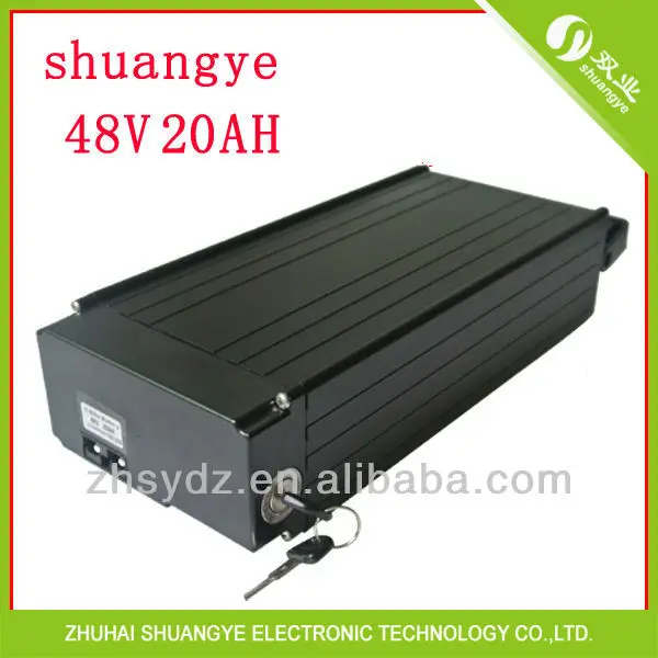 Shuangye 48V20AH electric bike Lipolymer rear pack battery with charger and BMS
Shuangye 48V20AH electric bike Lipolymer rear pack battery with charger and BMS