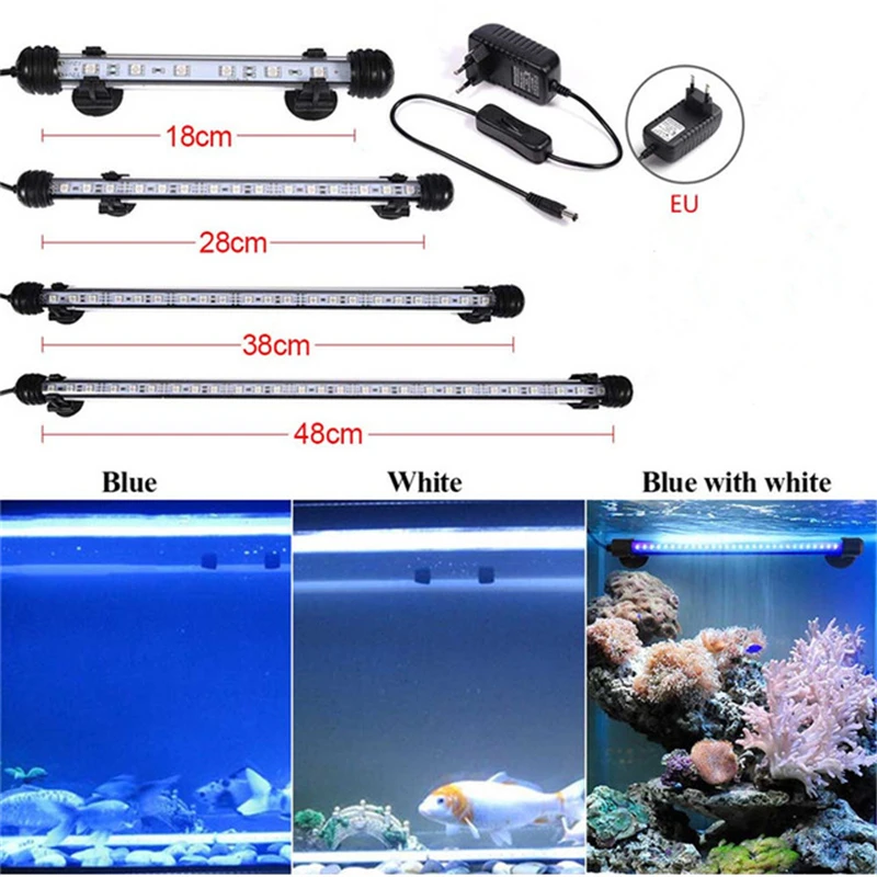 Aquarium Fish Tank 9/12/15/21 SMD5050 LED Light Blue/White 18/28/38/48CM Bar Submersible Waterproof Clip Lamp Decor EU Plug S40
Aquarium Fish Tank 9/12/15/21 SMD5050 LED Light Blue/White 18/28/38/48CM Bar Submersible Waterproof Clip Lamp Decor EU Plug S40