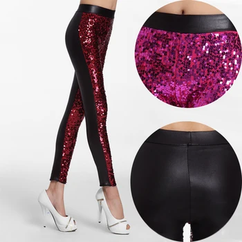 Women's Night Club Sexy Skinny Leggings Shiny Sequins Front PU Faux Leather Pencil Pants High Elastic Waist Pantalons Mujer LG91
Women's Night Club Sexy Skinny Leggings Shiny Sequins Front PU Faux Leather Pencil Pants High Elastic Waist Pantalons Mujer LG91