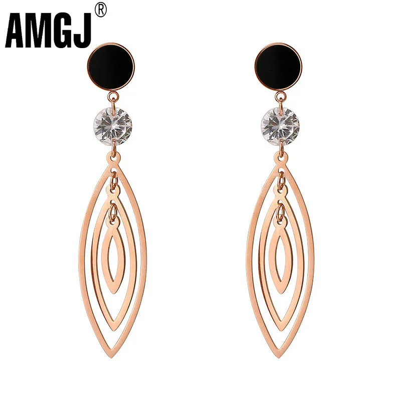 AMGJ Rose Gold Earrings for Women Fashion Wedding Stainless Steel Geometric Leaves Zirconia Dangle Earring
AMGJ Rose Gold Earrings for Women Fashion Wedding Stainless Steel Geometric Leaves Zirconia Dangle Earring