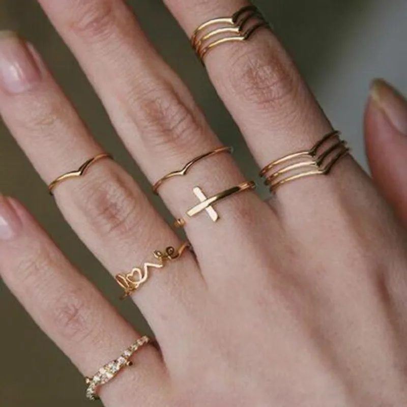 11Pcs/Set Rings for Women Cross Love Letter V Shape Stacking Knuckle Midi Finger Ring Jewelry Delicate Rings Set Gift for Lover
11Pcs/Set Rings for Women Cross Love Letter V Shape Stacking Knuckle Midi Finger Ring Jewelry Delicate Rings Set Gift for Lover