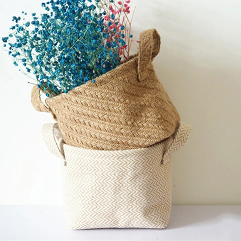 Jute Woven Storage Basket Hemp Rope Flower Pot Dirty Clothes Laundry Hamper with Handles Office Desktop Sundries Organizer Box
Jute Woven Storage Basket Hemp Rope Flower Pot Dirty Clothes Laundry Hamper with Handles Office Desktop Sundries Organizer Box