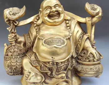 17" Chinese Bronze Wealth Treasure bowl Happy Laugh Maitreya Buddha Ruyi Statue
17" Chinese Bronze Wealth Treasure bowl Happy Laugh Maitreya Buddha Ruyi Statue