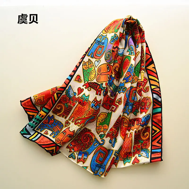 Cartoon cats long scarf women sunscreen soft thin mulberry natural silk scarf printed scarves wrap shawl christmas gift for Lady
Cartoon cats long scarf women sunscreen soft thin mulberry natural silk scarf printed scarves wrap shawl christmas gift for Lady