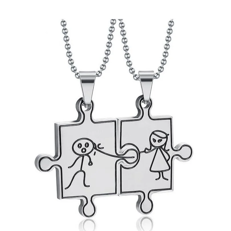Cute Cartoon Boy & Girl Couple Necklace Sassy Girlfriend Sweet Gift Lovers' Novelty Pair Jewelry Jigsaw Puzzle Pendant Necklace
Cute Cartoon Boy & Girl Couple Necklace Sassy Girlfriend Sweet Gift Lovers' Novelty Pair Jewelry Jigsaw Puzzle Pendant Necklace