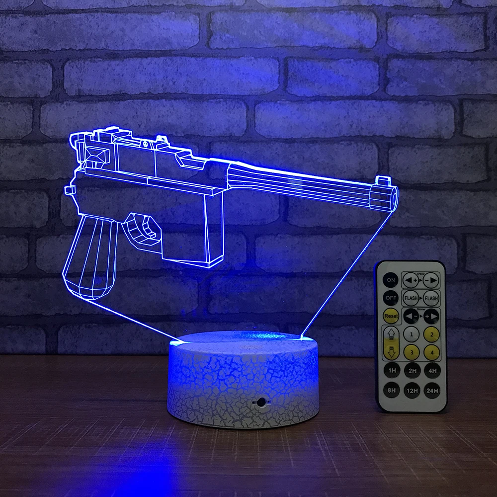 Barge g pistol3D Illusion Lamp 7 Color Change Touch Switch LED Night Light Acrylic Desk lamp Atmosphere Novelty Lighting |