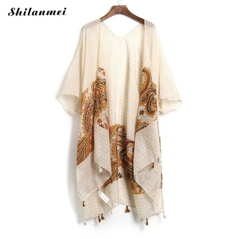 Shilanmei Bohemian Vintage Women Boho Blusas mujer Printed Shawl Blouse Shirts Chemise femme Long Kimono Cardigan Feminino tops
Shilanmei Bohemian Vintage Women Boho Blusas mujer Printed Shawl Blouse Shirts Chemise femme Long Kimono Cardigan Feminino tops