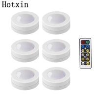 Wireless Dimmable Touch Sensor LED Under Kitchen Cabinets lights LED Puck Lights For Close Wardrobe Stair Hallway Night lamp image