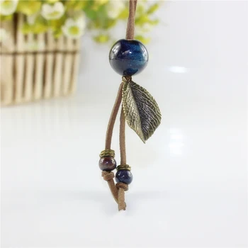 

Miredo jewelry wholesale simple ceramic necklaces women's coin wood collar stone boho necklace pendant free shipping #1457