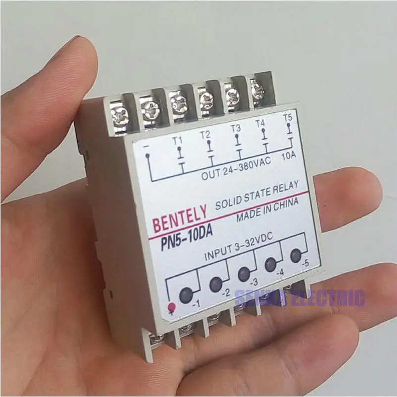 5 Channels 10DA Din Rail Mounting SSR Quintuplicate Five Input 3~32VDC Output 24~380VAC DC Solid State Relay
5 Channels 10DA Din Rail Mounting SSR Quintuplicate Five Input 3~32VDC Output 24~380VAC DC Solid State Relay