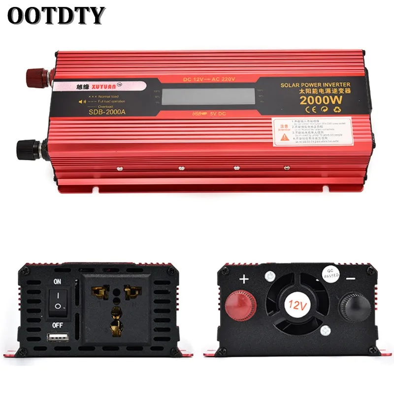 OOTDTY 2000W Car LED Power Inverter Converter DC 12V/24V To AC 110V/220V USB Charger
OOTDTY 2000W Car LED Power Inverter Converter DC 12V/24V To AC 110V/220V USB Charger