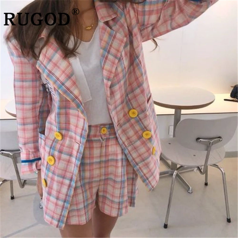 RUGOD Korean chic plaid 2 picec shorts set women Elegant double-breasted blazer jackets & wide leg mini shorts office ladies
RUGOD Korean chic plaid 2 picec shorts set women Elegant double-breasted blazer jackets & wide leg mini shorts office ladies