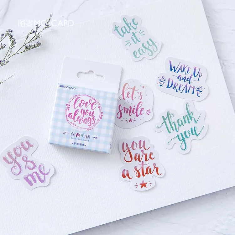 2packs/lot Colorful Mood Stickers Decoration English Letter Diary Stationery Sticker Paper Scrapbooking Sticker Handmade
2packs/lot Colorful Mood Stickers Decoration English Letter Diary Stationery Sticker Paper Scrapbooking Sticker Handmade