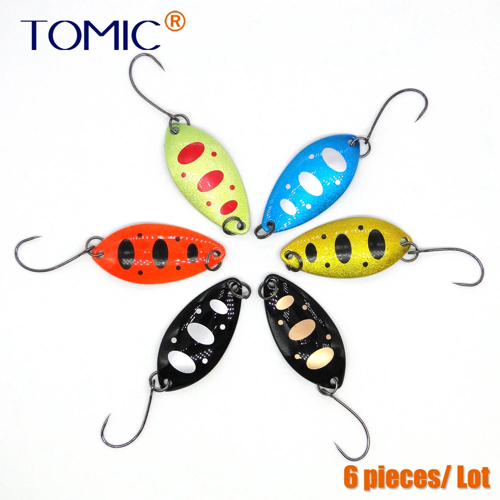 Tomic 6pcs Micro fishing spoons Ultralight Brass perch trout metal lures Glittering color single hook hard bait freshwater pesca
Tomic 6pcs Micro fishing spoons Ultralight Brass perch trout metal lures Glittering color single hook hard bait freshwater pesca