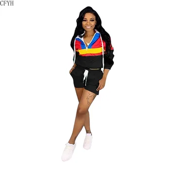 Women Zipper Up Patchwork Hooded Trench Shorts Suit 2pcs Set Sporting Casual Tracksuit Outfit
Women Zipper Up Patchwork Hooded Trench Shorts Suit 2pcs Set Sporting Casual Tracksuit Outfit