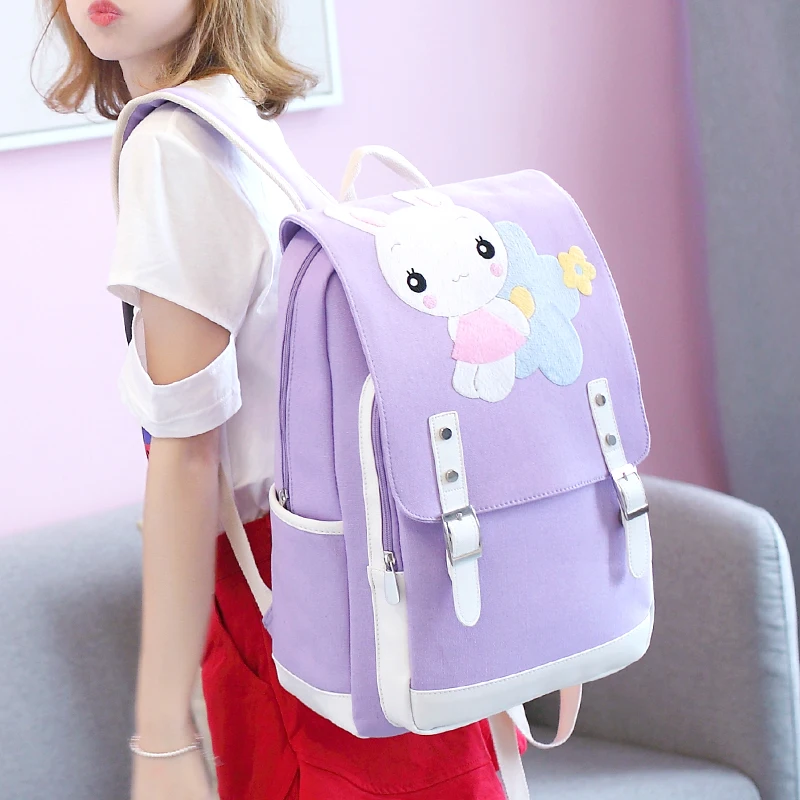 Schoolbag female canvas shoulder bag cute rabbit large capacity backpack simple college style fresh backpack
Schoolbag female canvas shoulder bag cute rabbit large capacity backpack simple college style fresh backpack