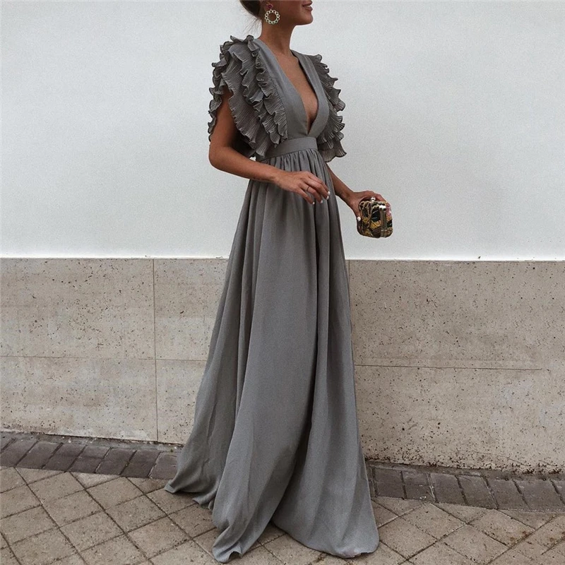 Women Solid Long Dress Spring Summer Butterfly Sleeve V-Neck Elegant Party Dress Ladies Sexy Slim Floor-Length Dresses Vestidos
Women Solid Long Dress Spring Summer Butterfly Sleeve V-Neck Elegant Party Dress Ladies Sexy Slim Floor-Length Dresses Vestidos