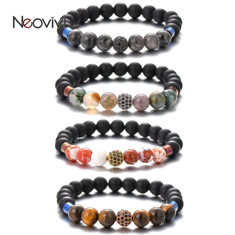 Neovivi 8mm Micro Zircon Round Bead Multi Colors Natural Stone Braided Bracelets Women Men Couple Jewelry Punk Stretchy Bracelet
Neovivi 8mm Micro Zircon Round Bead Multi Colors Natural Stone Braided Bracelets Women Men Couple Jewelry Punk Stretchy Bracelet