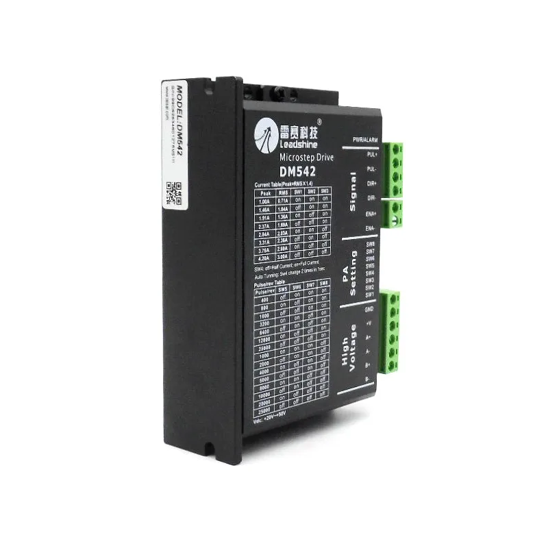 Leadshine DSP Motor Adapter stepper Driver DM542 2ph 1~4.2A 20~50VDC Stepper Controller Matching Nema23 34 Motor
Leadshine DSP Motor Adapter stepper Driver DM542 2ph 1~4.2A 20~50VDC Stepper Controller Matching Nema23 34 Motor