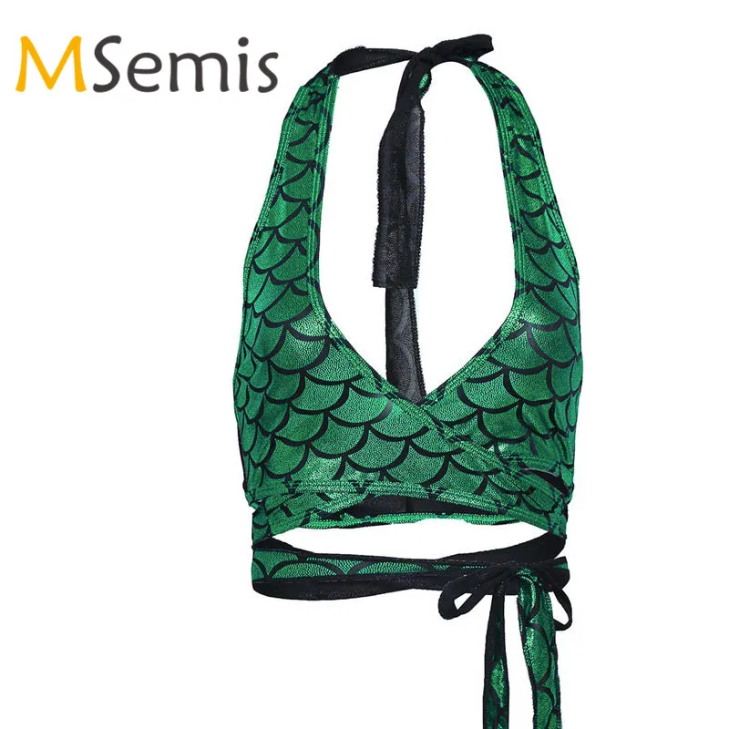 Swimwear Women Bra Top for Swimming Girls Shiny Mermaid Bra Top Fish Scale Print Halter Strappy Savage Wrap Around Bra Top
Swimwear Women Bra Top for Swimming Girls Shiny Mermaid Bra Top Fish Scale Print Halter Strappy Savage Wrap Around Bra Top