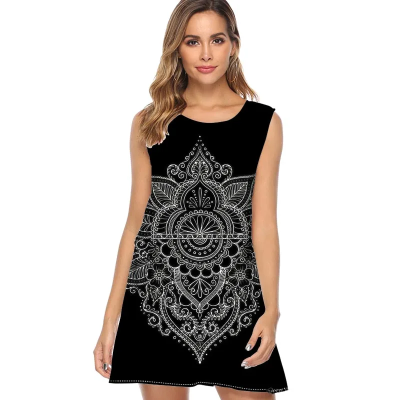 Women's Vintage Mandala Printed Swing Dress 2019 Sleeveless A Line O Neck Short Beach Party Dresses Casual Summer Chiffon Dress
Women's Vintage Mandala Printed Swing Dress 2019 Sleeveless A Line O Neck Short Beach Party Dresses Casual Summer Chiffon Dress