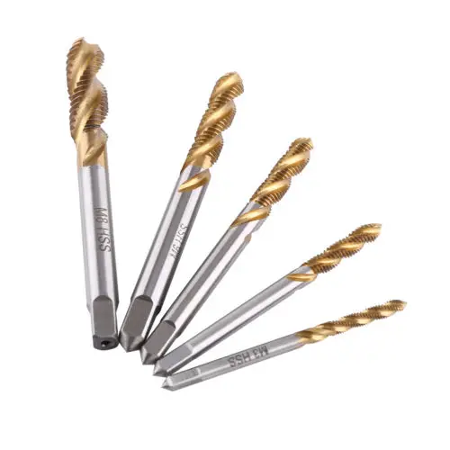 High Quality 5pcs HSS Titanium Machine Hand Tap Spiral Point Plug Handle Taps Die Set Thread 3 Flute M3 M4 M5 M6 M8
High Quality 5pcs HSS Titanium Machine Hand Tap Spiral Point Plug Handle Taps Die Set Thread 3 Flute M3 M4 M5 M6 M8