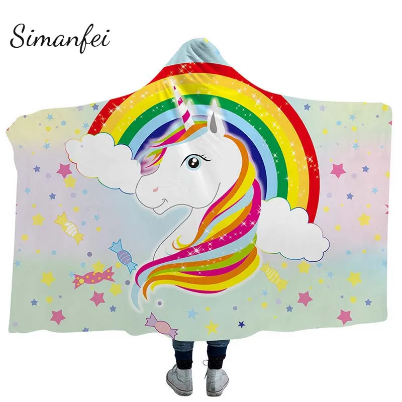 Simanfei Fashion Unicorn Print Hooded Blanket Psychedelic Shining Horse Sherpa Fleece Microfiber Wearable Blanket
Simanfei Fashion Unicorn Print Hooded Blanket Psychedelic Shining Horse Sherpa Fleece Microfiber Wearable Blanket