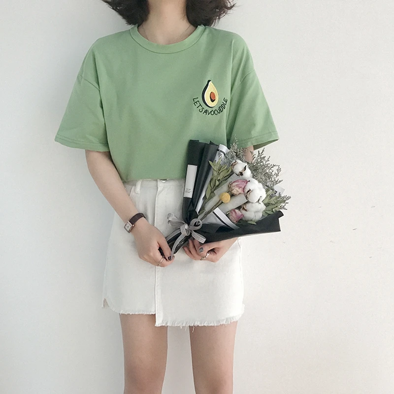 Women's T-shirts Tops Japanese Kawaii Ladies Ulzzang "let's Avocuddle" Embroidered Tshirt Female Harajuku Clothes For Women
Women's T-shirts Tops Japanese Kawaii Ladies Ulzzang "let's Avocuddle" Embroidered Tshirt Female Harajuku Clothes For Women