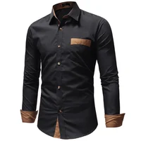 Dropshipping Men Shirts 2018 Brand Casual Slim Long Sleeve Shirt Men Business Social Dress Shirt Plus Size Cotton Top Clothes image
