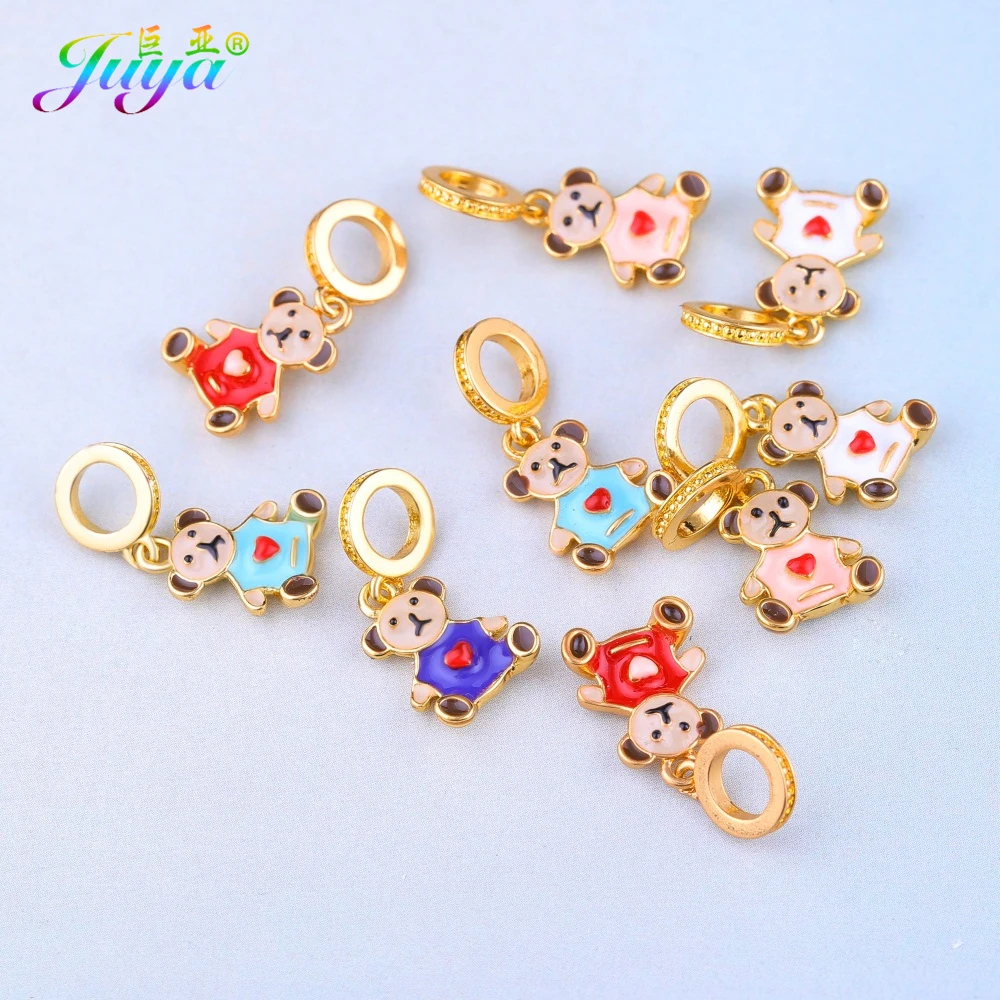 Handmade Gift Jewelry Components Candy Enamel Cute Bear Charm Bails For Women Kids Leather Cord Bracelets DIY Making | Украшения и