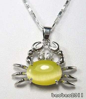 

Hot sale Free Shipping 5 pcs >>>Yellow Opal 18KWGP Crystal Crab Pendant & Necklace