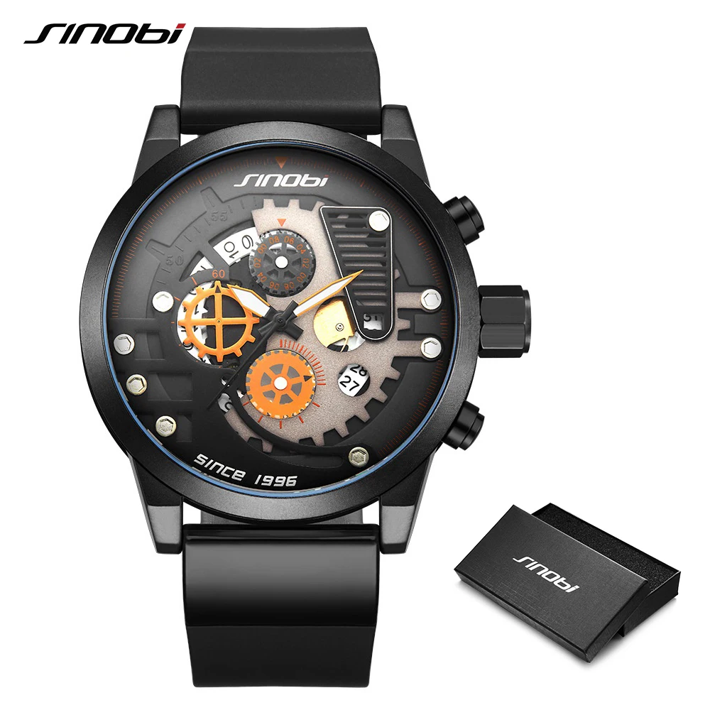 SINOBI Men Quartz WristWatches Navy Design Creative Men Sports Watch Gear Chronograph Dial Watch For Men Clock Relogio Masculino
SINOBI Men Quartz WristWatches Navy Design Creative Men Sports Watch Gear Chronograph Dial Watch For Men Clock Relogio Masculino