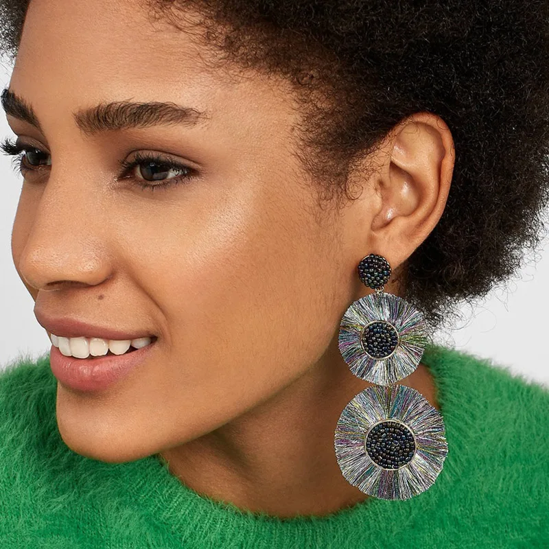 JUJIA Boho Round Pendant Fringed Earring For Women Fashion Jewelry Cotton Beads Tassel Earrings For Women Brincos
JUJIA Boho Round Pendant Fringed Earring For Women Fashion Jewelry Cotton Beads Tassel Earrings For Women Brincos